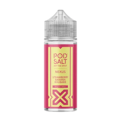 Pod Salt Strawberry Banana Rhubarb 100ml Vape Juice By Nexus - O Nic Shots, 1 x 18mg Nic Shot