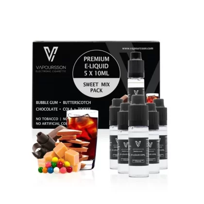 Vapoursson e-Liquid – Sweet Mix 0mg 10ml Bottle x 5 Pack | Cigee