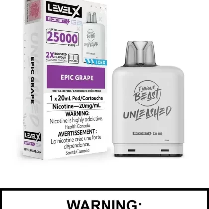 Epic Grape Iced Flavour Beast Unleashed Level X Boost G2 Pods