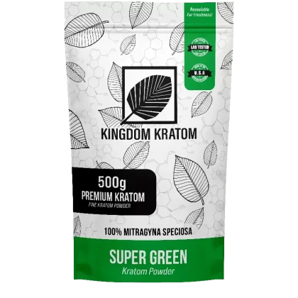 Kingdom Kratom Supe GREEN KRATOM POWDER - size#25G>50G>250G>500G>1KG