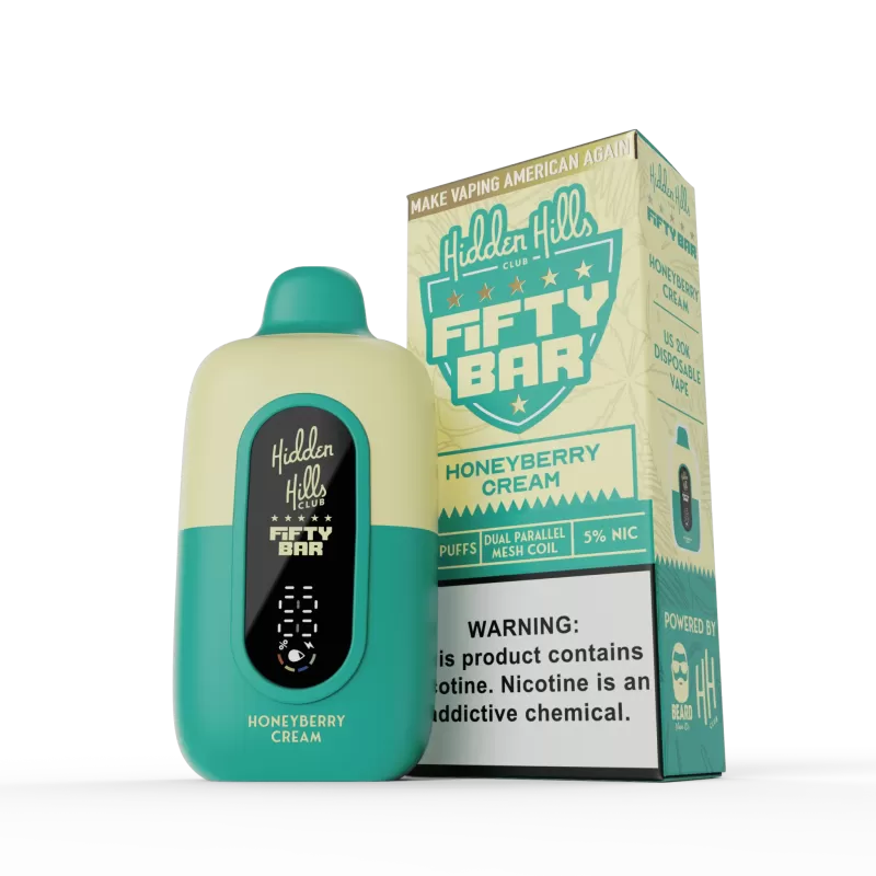 Hidden Hills x FIFTY BAR 20K Puff Disposable Device - 20000 Puffs - Honeyberry Cream - Image 3