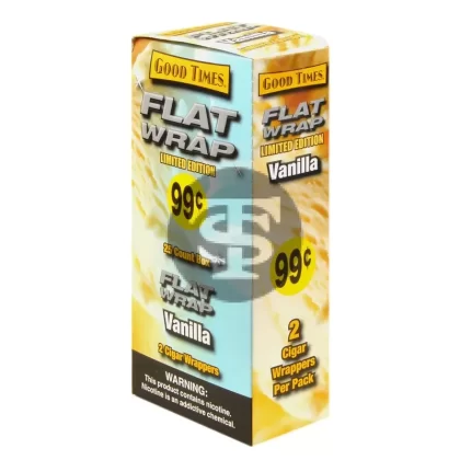 Good Times Vanilla Flat Wraps Pre Priced 25 Pouches of 2 - Ejuicewarehouse