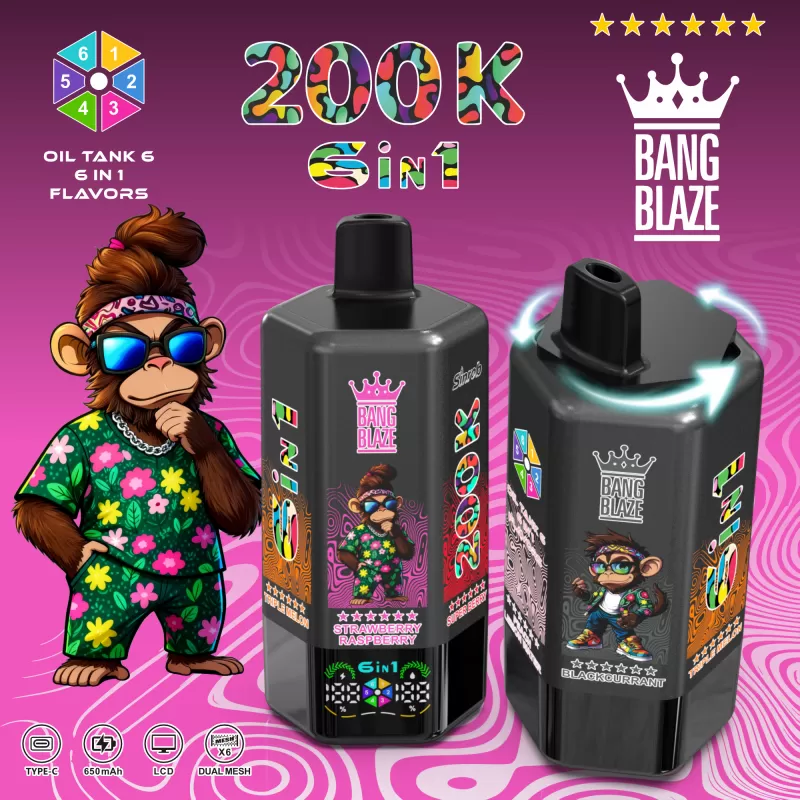 Bang Blaze 200K – 200K Puffs 6 in 1 Flavors LCD Screen Disposable Vape - Image 2