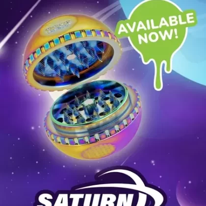 Ooze Grinder Saturn : 50mm - Color#Black>Black & Gold>Chrome>Green>Pink>Purple>Rainbow>Teal>Rasta