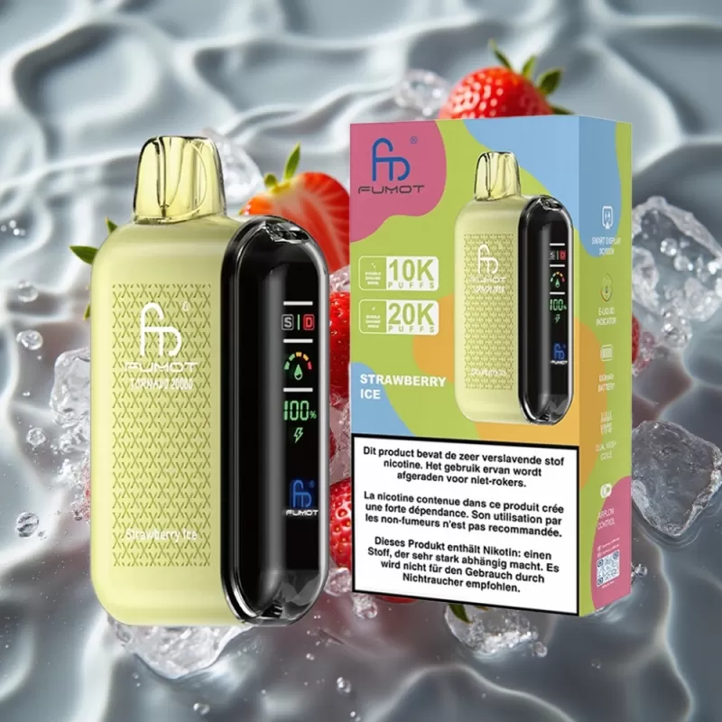 Fumot Tornado 20000 Puffs Disposable Vape Strawberry Ice with Dual Mesh Coil & Smart Display - Bangvapeaustralia - Image 2