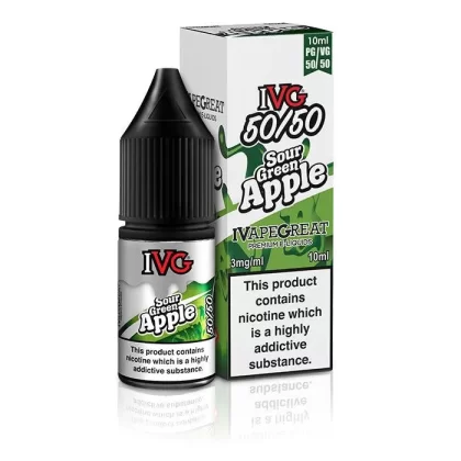 IVG 50/50 Sour Green Apple 10ml Nic Salt Vape Juice - Strength 3mg
