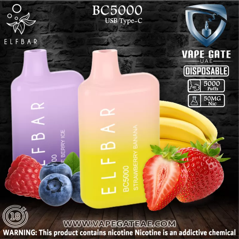 ELF Bar BC5000 Puffs Disposable Pod Device - Strawberry Kiwi / 20 mg - Image 2