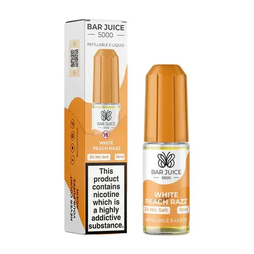 Bar Juice 5000 White Peach Razz Nic Salt Vape juice 10ml - Nicotine Strength#10mg>20MG
