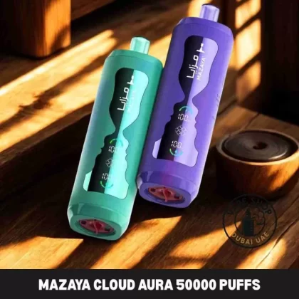Mazaya Cloud AURA 50000 Puffs Disposable Vape 6mg Buy in Dubai - 1PCS-1PACK, 5PCS- 1BOX; Berry Ice, Blueberry Mint