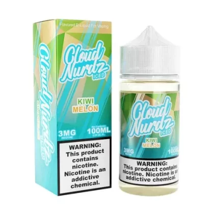 Cloud Nurdz Iced Kiwi Melon Synthetic Nicotine 100ml E-Juice
