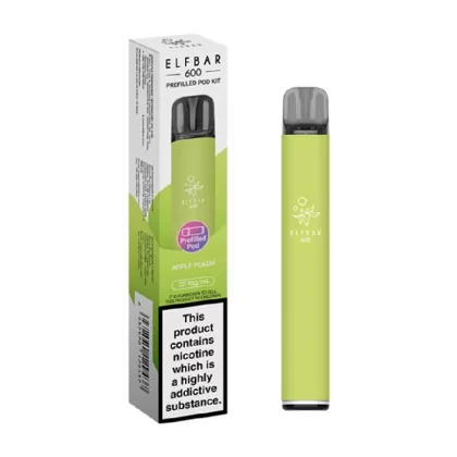 Elf Bar 600 Prefilled Pod Kit - Flavour#Apple Peach>Banana Ice>Blue Razz Lemonade>Blueberry>Blueberry Sour Raspberry>Cherry Cola>Cherry Ice>Grape>Mango>Mad Blue>Kiwi Passion Fruit Guava>Pink