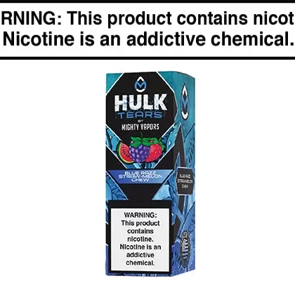 BLUE RAZZ STRAW-MELON CHEW BY MIGHTY VAPORS HULK TEARS SALT 30ML - Vapejuice