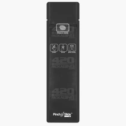 Child Resistant & Tamper Evident | Pinch N Slide 3.0 Matte Black Mylar Bags | 2.4in x 7.8in – 2.5g – 250 Count