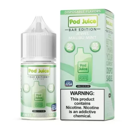 Pod Juice Salt PJ 5000 Series Jewel Malibu Mint Tobacco Free Nicotine E-Juice 30ml