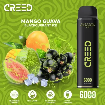 Creed Disposable Vape – Mango Guava Blackcurrant Ice 6000 Puffs - Vape Product