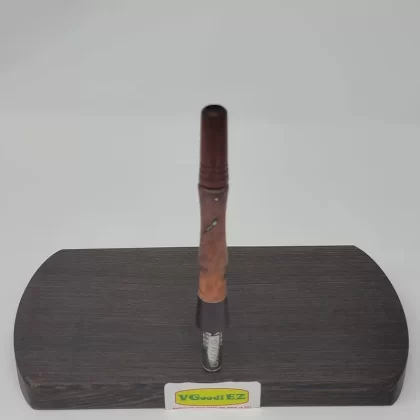 8mm OD Dynavap Stem in Purple Narra/Amboyna Burl w/ Red Narra Mouthpiece & Turquoise Inlay MP By Aezhenn Wood - Ejuicewarehouse