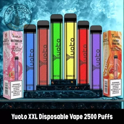 Yuoto XXL Disposable Vape 2500 Puffs - 1 Pack/ 1 Device, FULL BOX 10 DEVICE; Banana Ice, Blueberry Ice