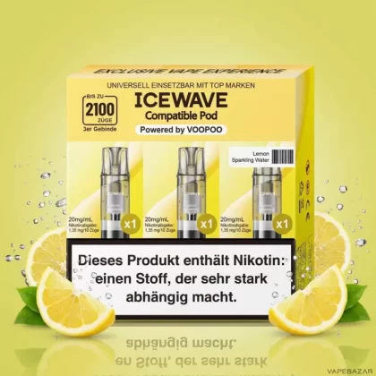 ICEWAVE Pod – Lemon Sparkling Water – 3er Pack - Zitrone / 20mg/ml