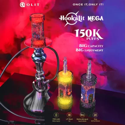 OLIT HookaLit MEGA 150K Puff Disposable E-Hookah - 150,000 Puffs - Mango Freeze