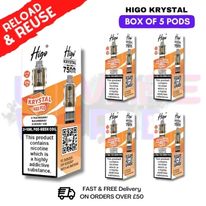 Strawberry Raspberry Cherry Ice Krystal Higo Max Replacement Pods BOX OF 5