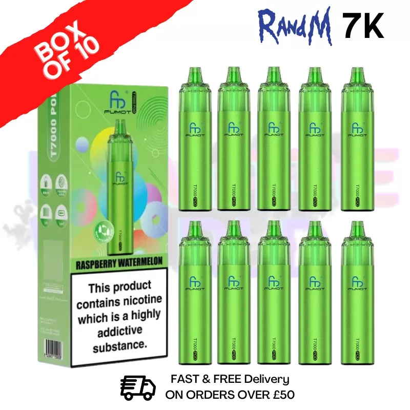 Raspberry Watermelon RandM 7000 Puff T7000 Box Of 10