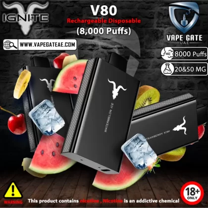 IGNITE - V80 Rechargeable Disposable Vape (8000 Puffs) - 50 mg / Strawberry Kiwi