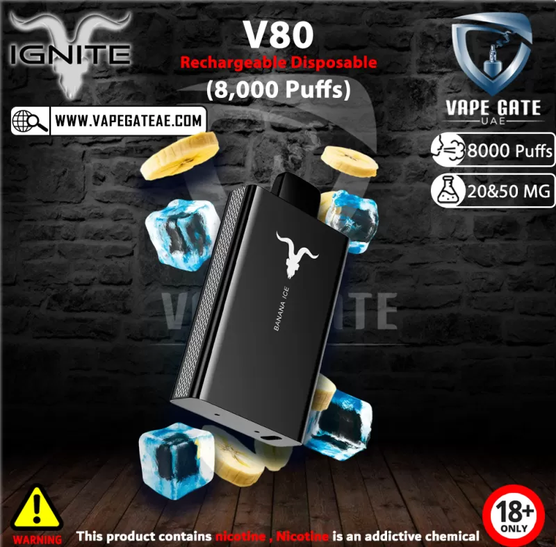 IGNITE - V80 Rechargeable Disposable Vape (8000 Puffs) - 50 mg / Strawberry Kiwi - Image 2