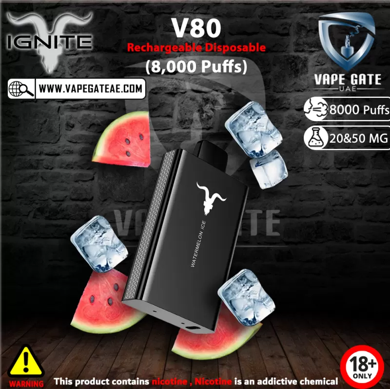 IGNITE - V80 Rechargeable Disposable Vape (8000 Puffs) - 50 mg / Strawberry Kiwi - Image 3