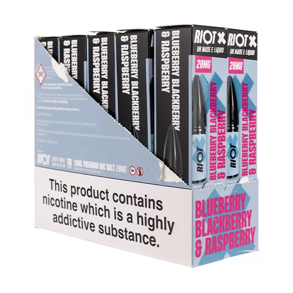 Riot X Nic Salt E-Liquids - Pack of 10 - Blueberry Strawberry Watermelon / 5mg - Image 2