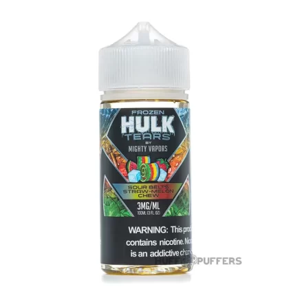 Frozen Hulk Tears – Sour Belts Straw-Melon Chew 100mL - Nicotine Strength#0mg>3mg>6mg