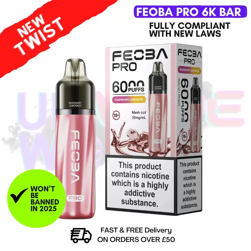 Raspberry Lemonade Feoba Pro 6000 6K Puff Pod Kit