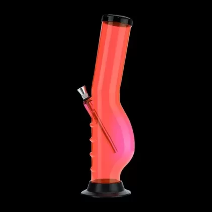 Orange Acrylic Layback Wavy Base Bong with Raised Grip - Vape Store