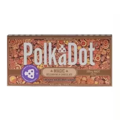 Creamy Hazelnut Wafer PolkaDot Magic Mushroom Belgian White Chocolate 200mg Magic Per Piece