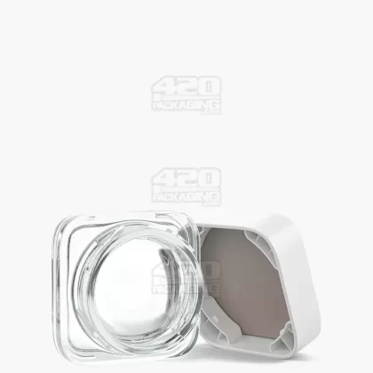 Child Resistant | Qube Clear Glass Concentrate Jar w/ White Cap | 38mm – 9mL – 250 Count
