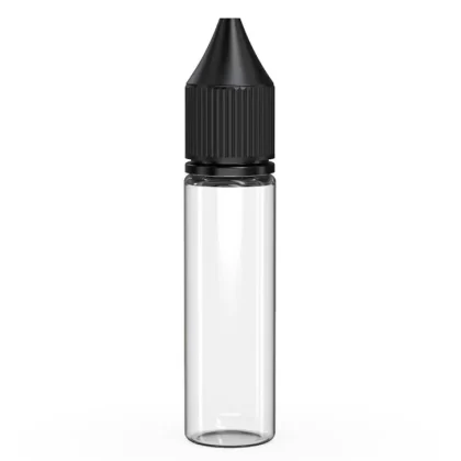 CHUBBY GORILLA | Child Resistant Unicorn V3 PET Dropper Bottles Clear | 20mL – w/ Black Lid – 1000 Count