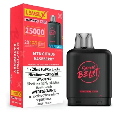Flavour Beast Level X Vape Pod – 25K – MTN Citrus Raspberry Iced - Ontario, Outside Ontario