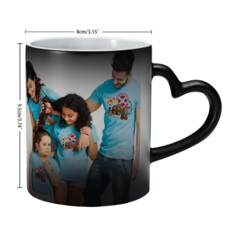 Custom Personalised Magic Photo Mug (Double sided same photo) with a heart-shaped handle - Made in USA, Free Fast Shipping - Double sided same photo / 300ml - Image 2