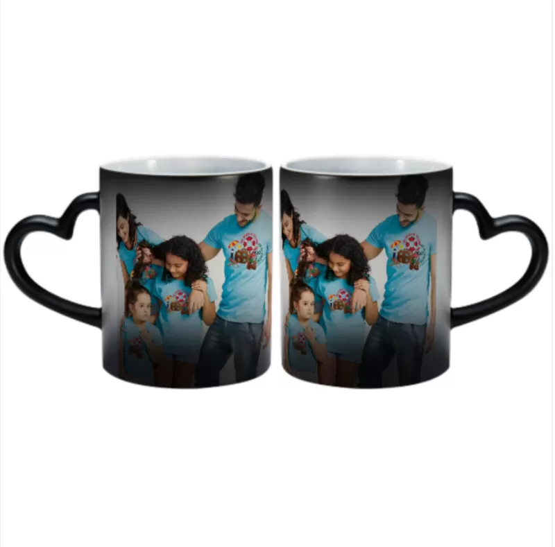 Custom Personalised Magic Photo Mug (Double sided same photo) with a heart-shaped handle - Made in USA, Free Fast Shipping - Double sided same photo / 300ml - Image 3