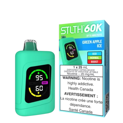 STLTH 60K - Green Apple Ice - 20 mg/mL (wholeseller) - Excise ON, 20 mg/mL - ON