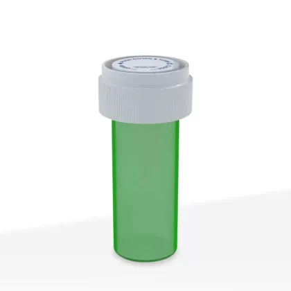 Child Resistant | Translucent Green Reversible Cap Vials | 8 Dram – 1 Gram – 410 Count