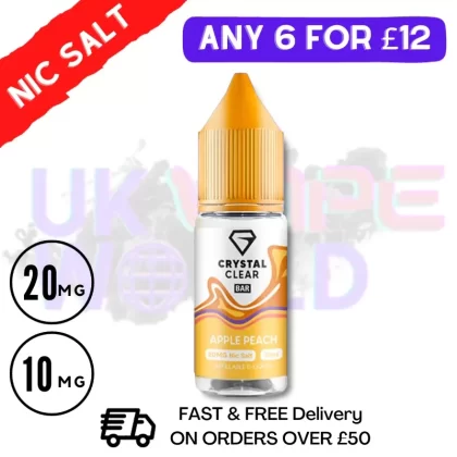 Crystal Clear ‘Apple Peach’ Bar Nic Salt
