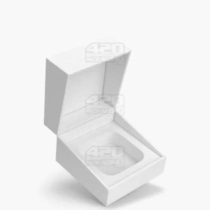 Child Resistant | 100% Recyclable Magnetic Qube Concentrate Container Cardboard Box w/ Foam Interior | 43mm – White – 100 Count