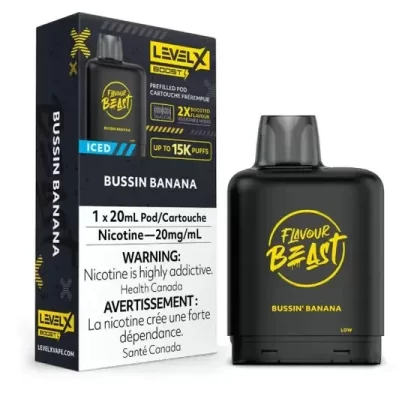 Level X Flavour Beast BOOST Pod 20mL – Bussin Banana Iced – 25K Puffs