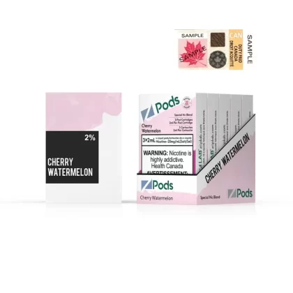 Z pods STLTH Compatible – Cherry Watermelon - Supreme Nic Blend 2% with 50MG Throat Hit