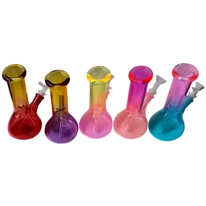 Waterpipe – Small Mixed Multicolour Glass with Beaker Base – H20cm - round base
