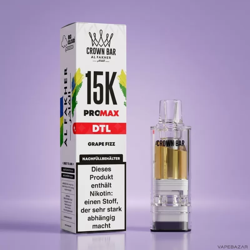 Al Fakher Pods Crown Bar 15K Pro Max – DTL 6mg – Grape Fizz - Image 2