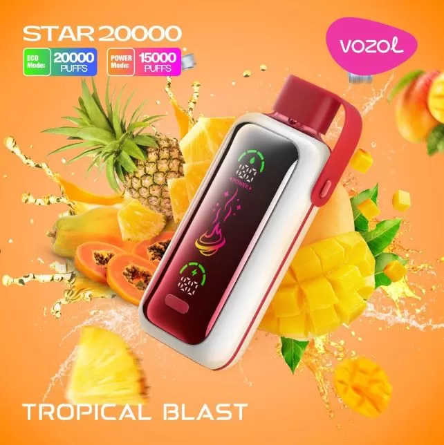 Vozol Star Rechargeable Disposable Vape (20,000 Puffs) - Juicy Peach Ice / 20 mg - Image 3