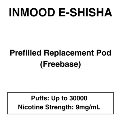 Inmood E-Shisha – Prefilled Replacement Pod – 9mg/mL Nicotine – Up to 30000 Puffs – 1 Pod - Apple, Blueberry mint; Apple, Berry