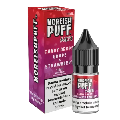 Moreish Puff Candy Drops Grape Strawberry Nicosalt 10mg 10ml – E juice med nikotin