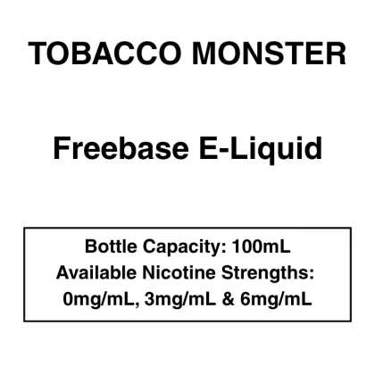 Tobacco Monster – Freebase E-Liquid – 100mL - Cream (Smooth Tobacco), Menthol tobacco; Vape Product; Vape Product, Vape Product